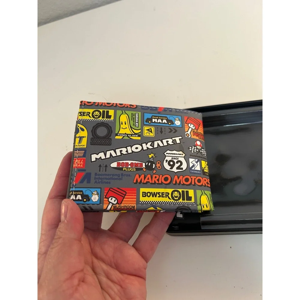 Nintendo Mario Kart Gray All Over Print Logo Bi-Fold Wallet New!